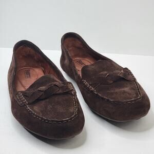 Born Kasa 11M Brown Suede Loafer Slip On Moccasins Rubber Sole Comfort Casual